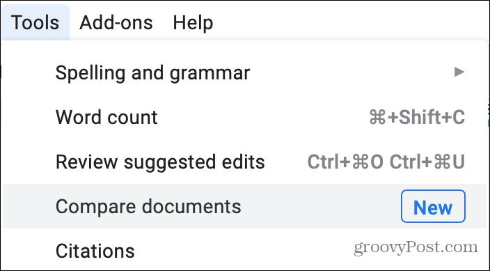 Outils Comparer des documents dans Google Docs
