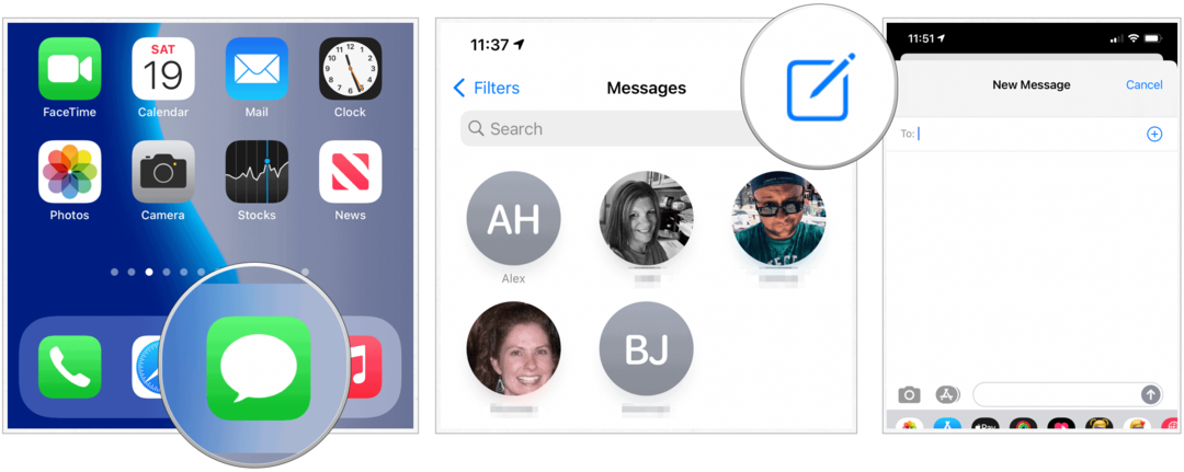 iOS 14 créer un message de groupe