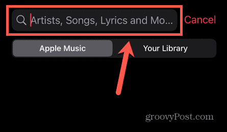 champ de recherche de musique Apple