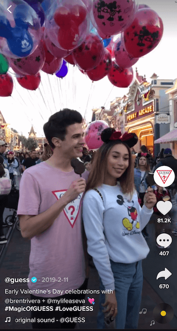 Exemple commercial TikTok de Guess