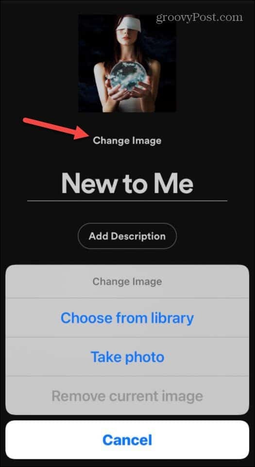 Choisissez une image ou supprimez iOS