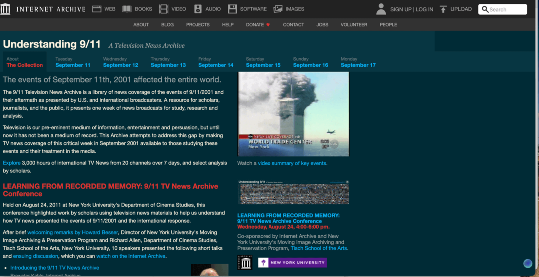 9-11 section spéciale Internet Archive