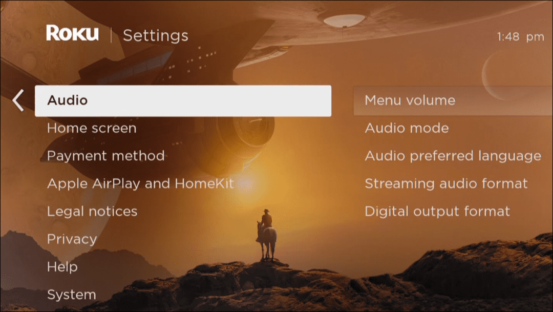 paramètres menu audio volume