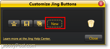 cliquez sur le nouveau bouton pour ajouter un nouveau bouton de partage jing