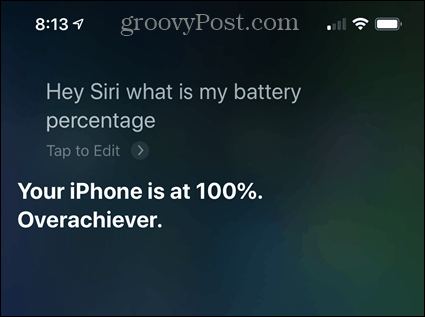 Vérifier le pourcentage de batterie de l'iPhone à l'aide de Siri