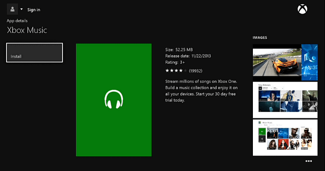Application Xbox Music