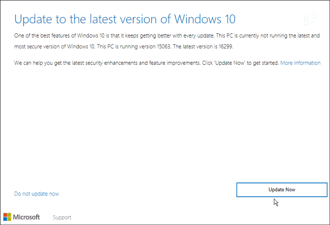 assistant de mise à jour Windows 10