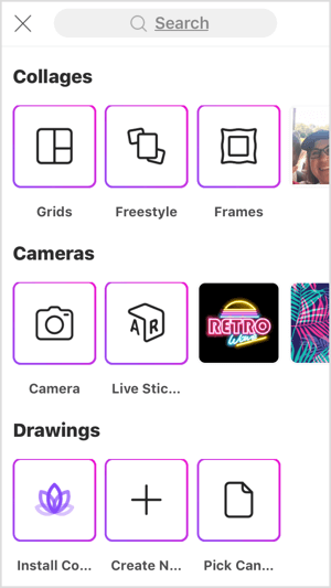 Créez un collage, faites un dessin, sélectionnez un arrière-plan, recherchez des images gratuites ou prenez une photo avec PicsArt.