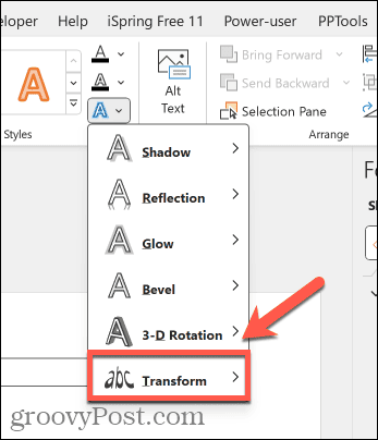 effets de transformation PowerPoint