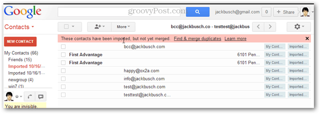 Comment importer simultanément de nombreux contacts dans Gmail