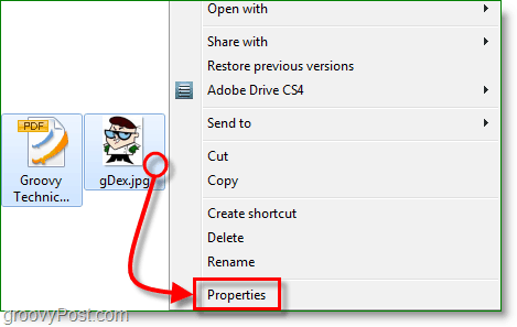 cliquez avec le bouton droit sur un fichier, puis affichez ses propriétés à partir de Windows 7