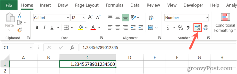 Arrêter d'arrondir les nombres Excel avec le bouton Augmenter la décimale