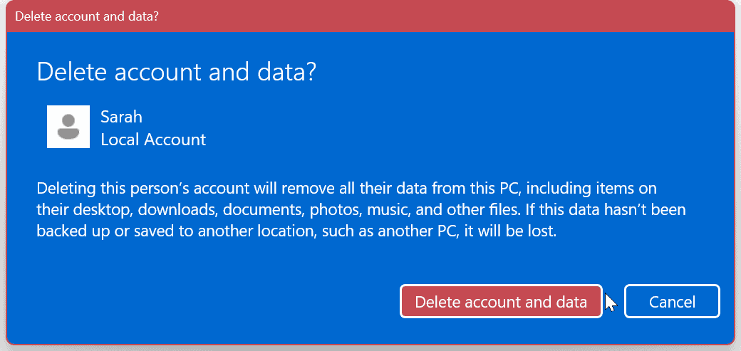 Supprimer un compte utilisateur sur Windows 11