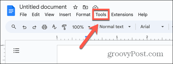 le menu Outils pour corriger la vérification orthographique de Google Docs ne fonctionne pas