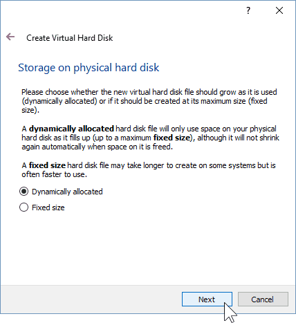 06 Déterminer le type de stockage pour VM (installation de Windows 10)