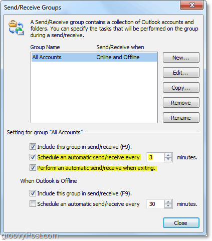 modifier l'heure d'envoi et de réception automatique dans Outlook 2010