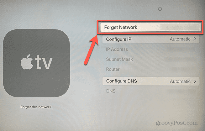 Apple TV oublie le réseau