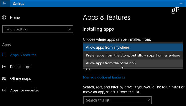 La mise à jour de Windows 10 Creators obtient un nouveau paramètre pour l'installation des applications de bureau