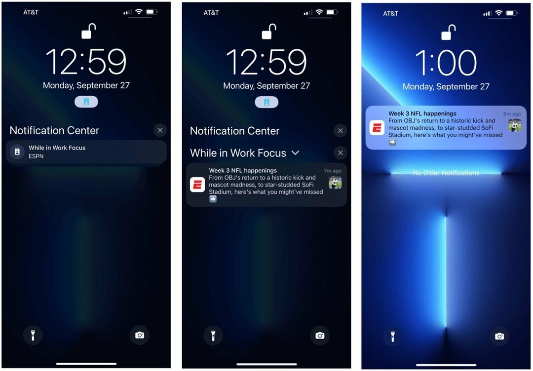 Notifications de mise au point