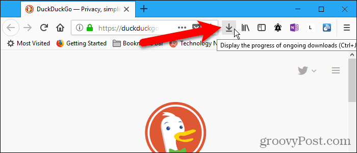 Bouton Téléchargements dans la barre d'outils de Firefox
