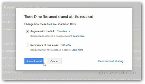 envoyer en utilisant les droits Google Drive