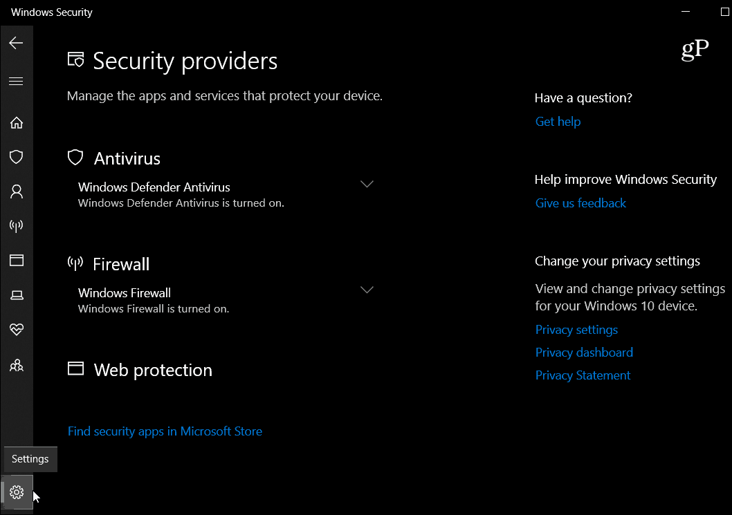 Nouveautés de Windows 10 octobre 2018 Mise à jour des paramètres de sécurité