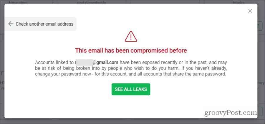 alerte par fuite d'email
