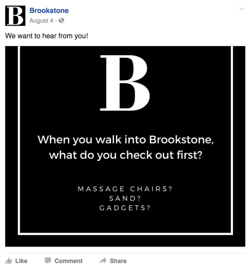 publication facebook de brookstone
