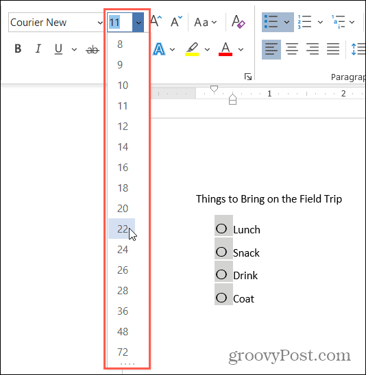 Redimensionner les puces dans Word