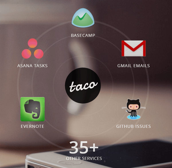 Connectez tous vos services à l'application Taco.