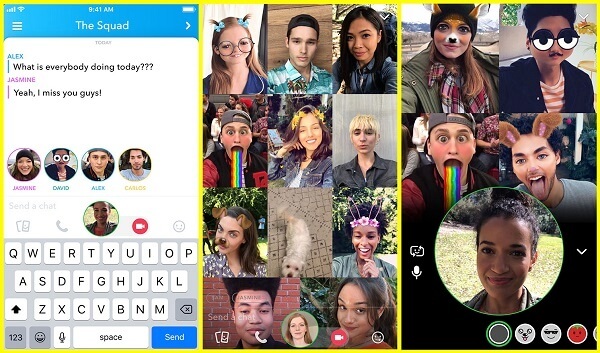 Snapchat introduit le chat vidéo de groupe pouvant accueillir jusqu'à 16 personnes.