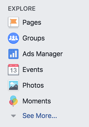Accédez aux groupes Facebook depuis la section Explorer de votre profil personnel Facebook.