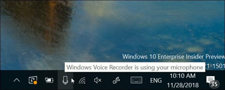 Windows 10 19H1 Notification de nouveau microphone