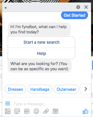 Ce bot de chat Facebook Messenger aide les clients à trouver des vêtements à acheter.