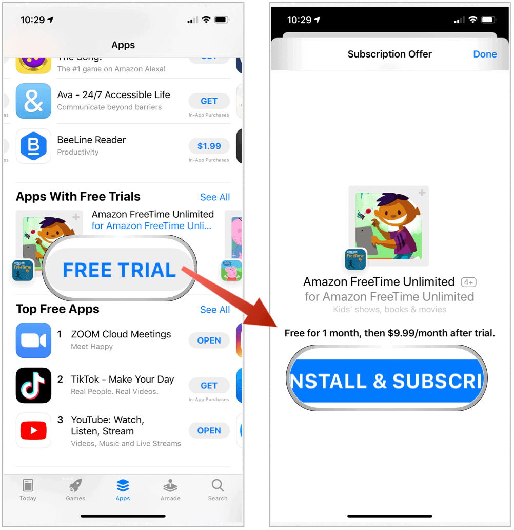 Conditions d'essai gratuit de l'App Store