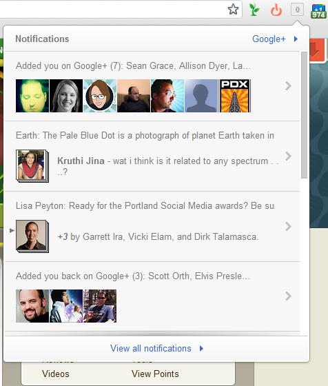google + notifications chrome