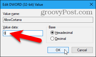 Modifiez la valeur DWORD dans l'éditeur de registre