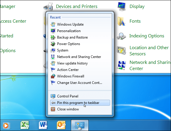 Panneau de configuration de Windows 7