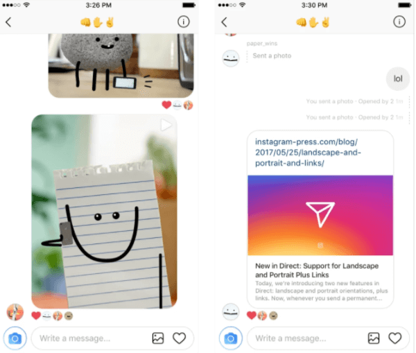  Instagram a ajouté la prise en charge des liens Web dans Direct et permet désormais aux utilisateurs de sélectionner les orientations paysage et portrait pour une image