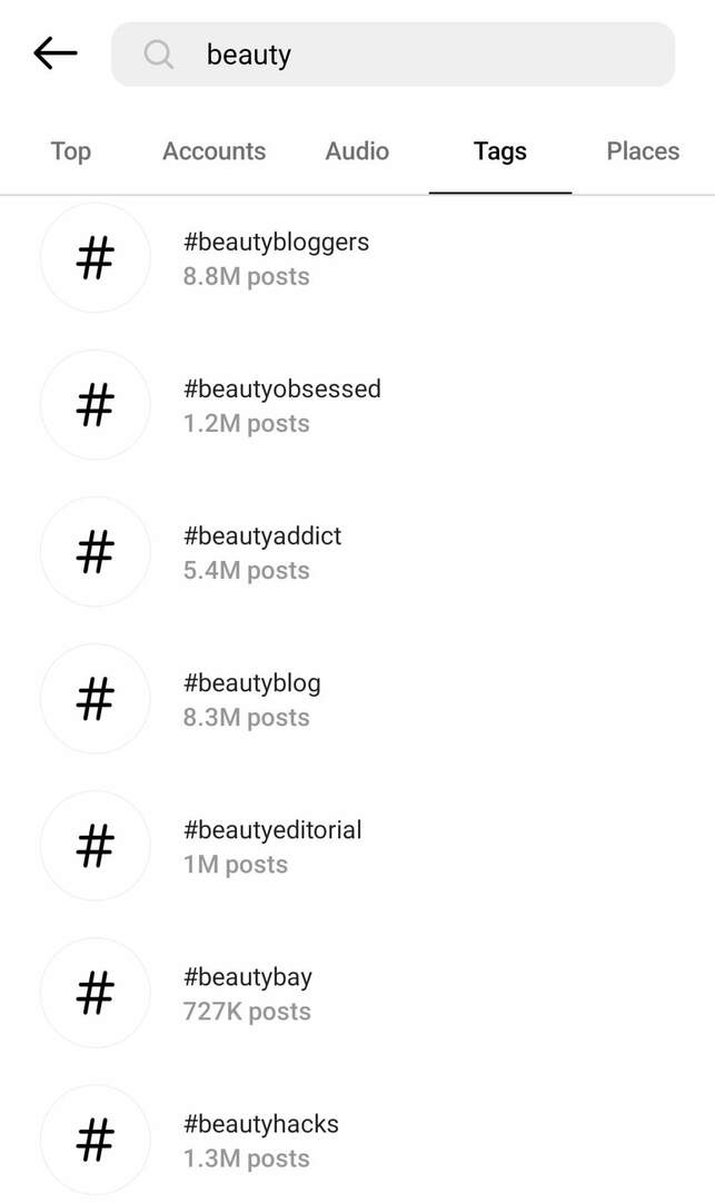 comment-trouver-des-partenaires-micro-influenceurs-sur-instagram-parcourir-influenceur-hashtags-beauté-exemple-2