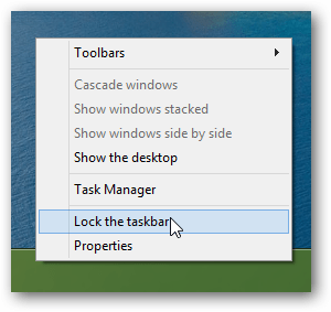 verrouiller la barre des tâches de windows 8