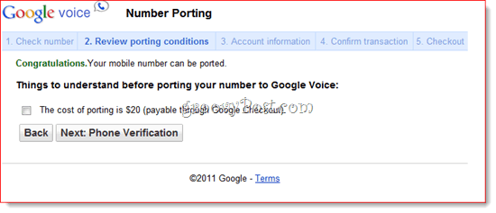 Porter un numéro existant vers Google Voice