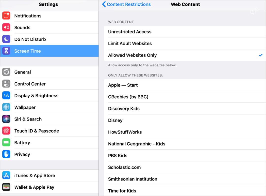 Restrictions de contenu de temps d'écran iOS 12