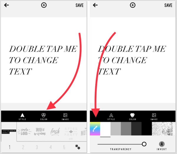 L'application Wordswag ajoute des codes hexadécimaux