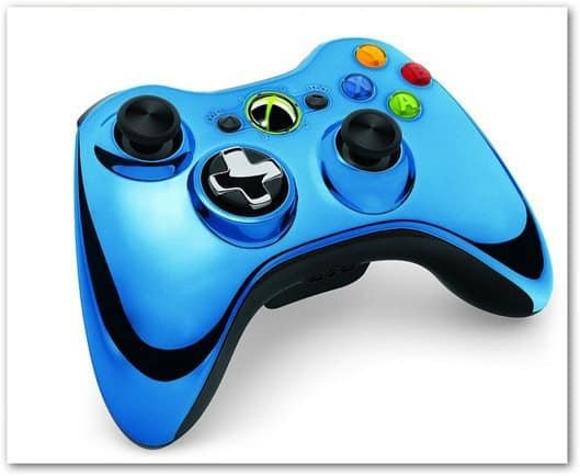 Manette Xbox 360 chrome bleu