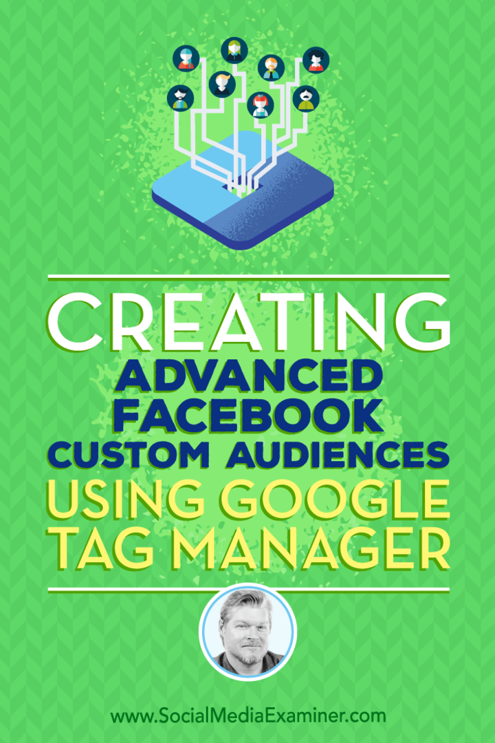Création d'audiences personnalisées Facebook avancées à l'aide de Google Tag Manager avec des informations de Chris Mercer sur le podcast marketing des médias sociaux.