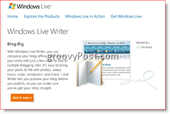 Page de téléchargement de Windows Live Writer 2008