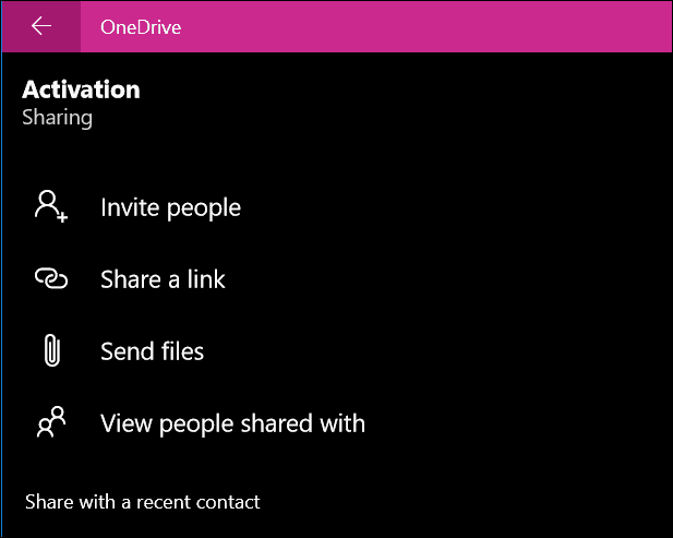 Fenêtres de l'application OneDrive 10 8