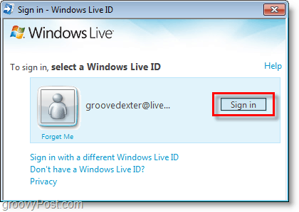 connectez-vous à bing bar à l'aide de votre identifiant Windows Live
