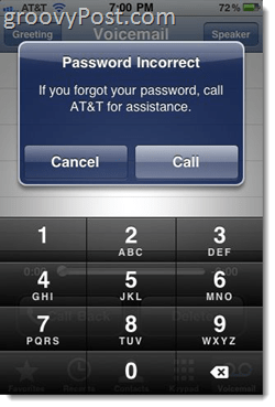 Erreur iPhone MEssage "Mot de passe incorrect, entrez le mot de passe de la messagerie vocale"